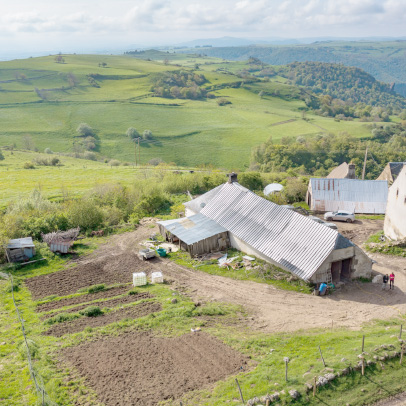 Vue aérienne de l'exploitation agricole de Frank BENSON